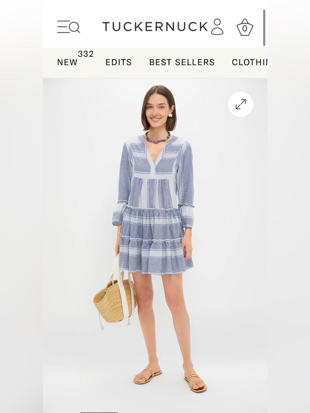 Tuckernuck Blue & White Tiered V-Neck Mini Dress